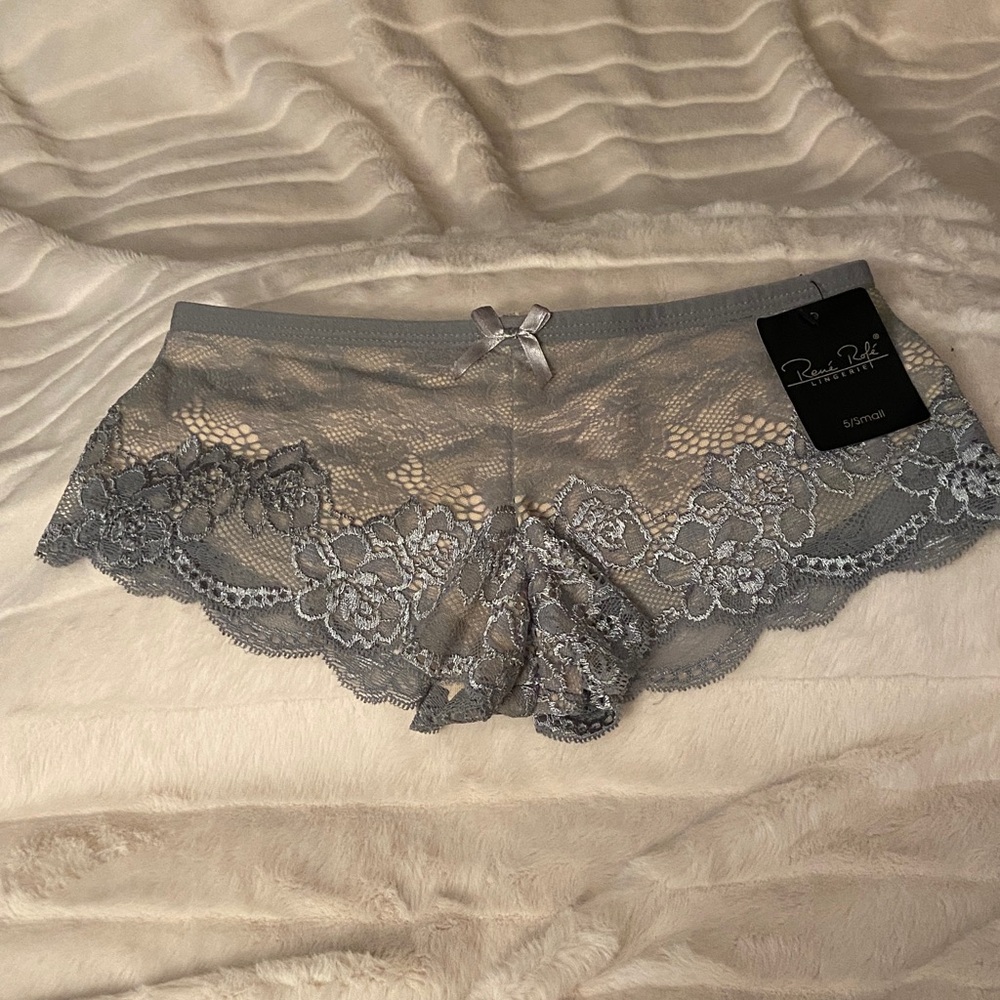 Rene Rofe Silver lace panties size small lined